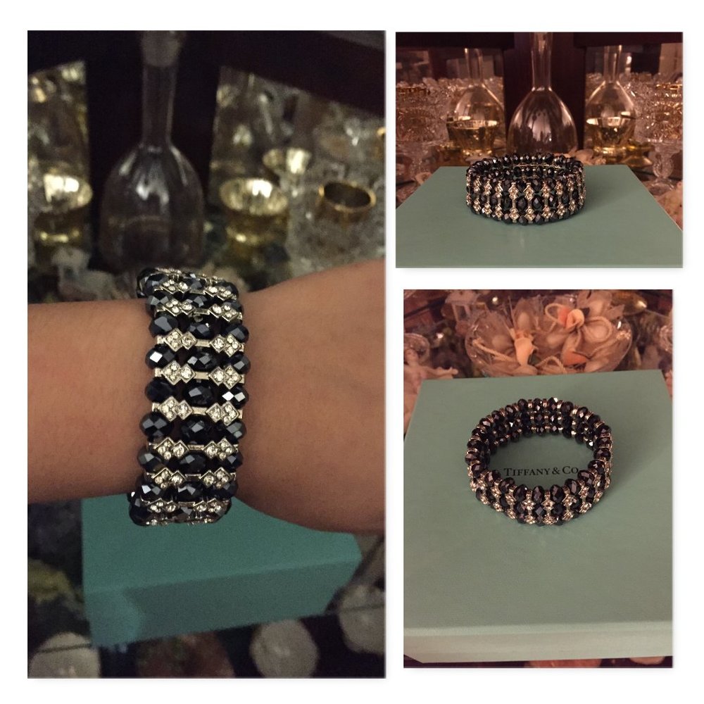 Faceted beads and Rhinestone Stretch Bracelet